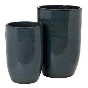 Vases Bleu Céramique Décoration 52x52x80cm Set de 2