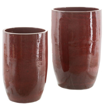 Vases Rouge Céramique Décoration 52x52x80cm Set de 2