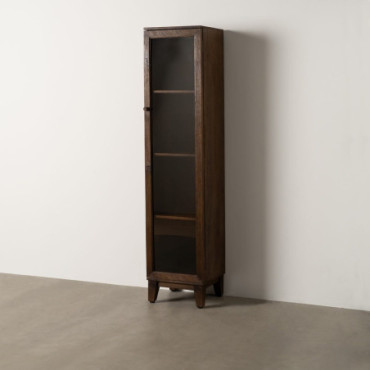 Vitrine Marron Bois De Manguier Salon 40x40x180cm