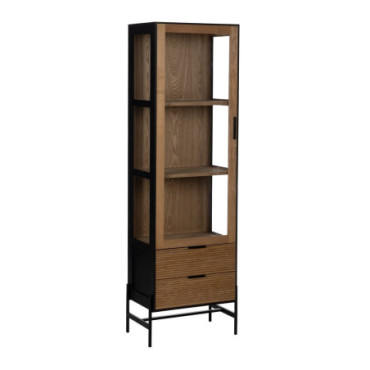 Vitrine Noir - Naturel Mdf - Bois 61x40x196cm