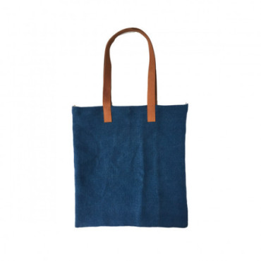 Tote Bag Jute Bleu