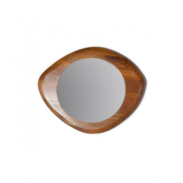 Miroir Bois Galet Rond Walnut Grand