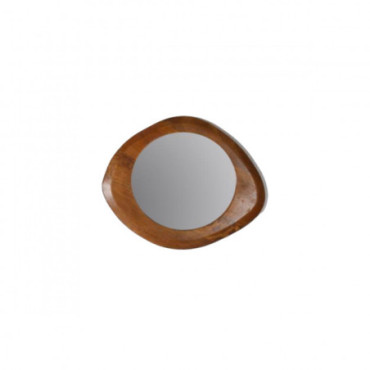 Miroir Bois Galet Rond Walnut Petit