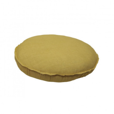 Coussin Lin 60Dx5 Moutarde