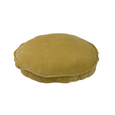 Coussin Velours 60Dx5 Moutarde