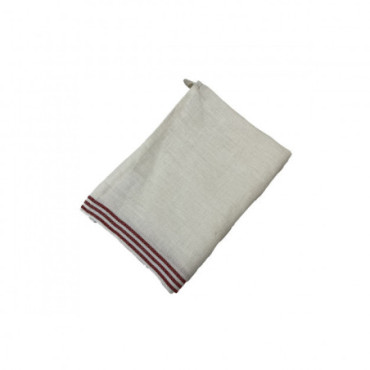 Torchon Linen 18 Blanc/Red