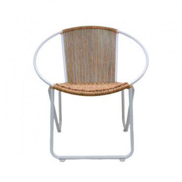 Fauteuil Wiker Beige Structure Blanc