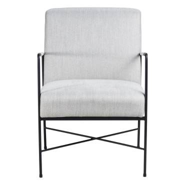 Fauteuil chevron gris pieds métal