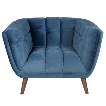 Fauteuil en velours bleu foncé