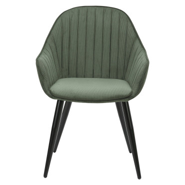 Fauteuil en velours côtelé vert kaki