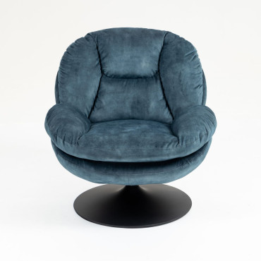 Fauteuil pivotant en velours bleu gris