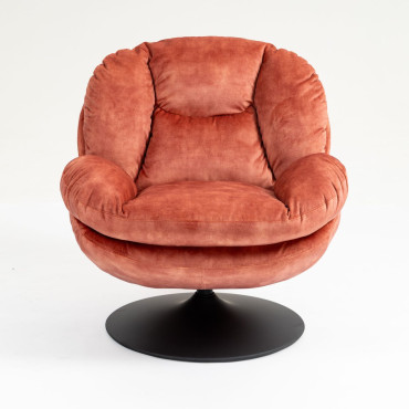 Fauteuil pivotant en velours rose