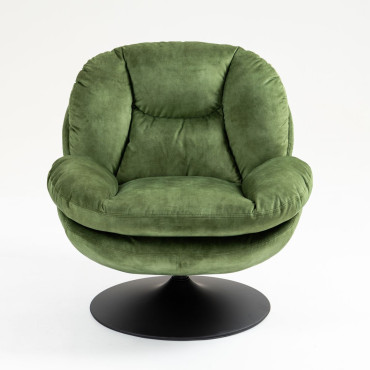 Fauteuil pivotant en velours vert