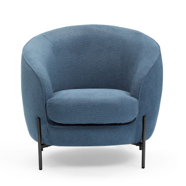 Fauteuil tissu bleu foncé pieds noirs