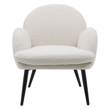 Fauteuil tissu effet laine bouclette blanc