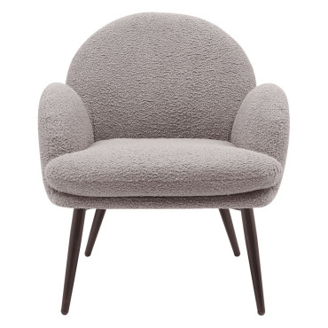 Fauteuil tissu effet laine bouclette gris foncé