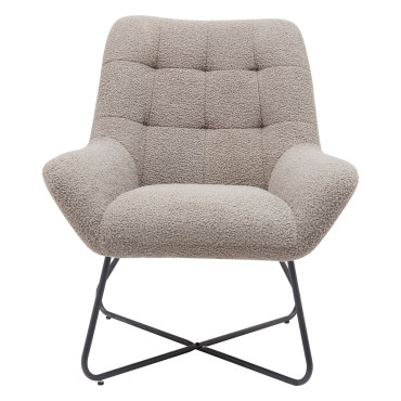 Fauteuil tissu effet laine bouclette gris foncé