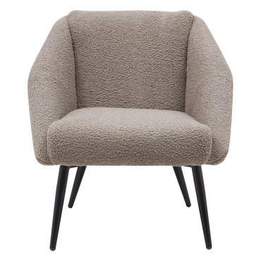 Fauteuil tissu effet mohair gris foncé