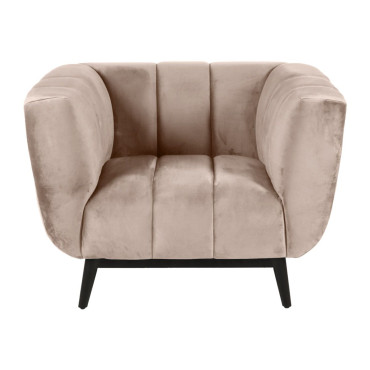 Fauteuil velours beige