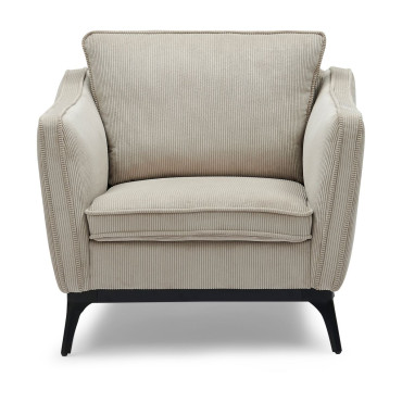 Fauteuil velours côtelé beige