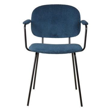 Fauteuil velours côtelé bleu foncé