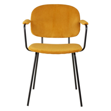 Fauteuil velours côtelé jaune curry