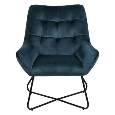 Fauteuil velours gris bleu