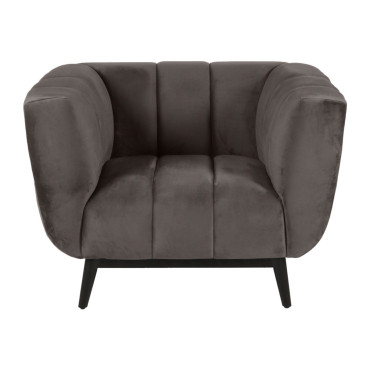 Fauteuil velours gris foncé