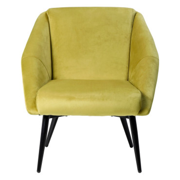 Fauteuil velours ocre