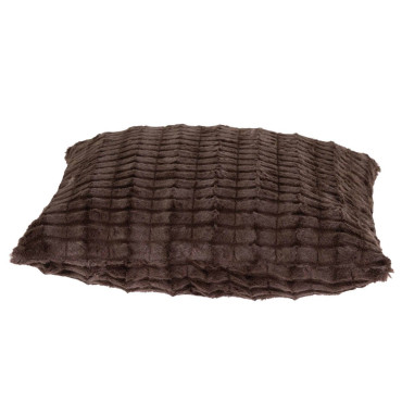 Housse de coussin 45 x 45 cm fausse fourrure marron