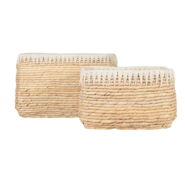 Paniers rectangulaires tressage Abaca x2