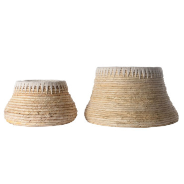 Paniers ronds tressage Abaca x2