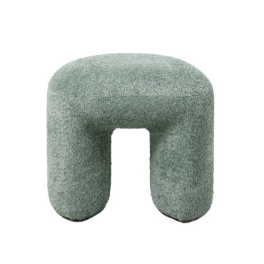 Pouf tissu effet fourrure rase vert d'eau