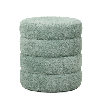 Pouf tissu effet fourrure rase vert d'eau