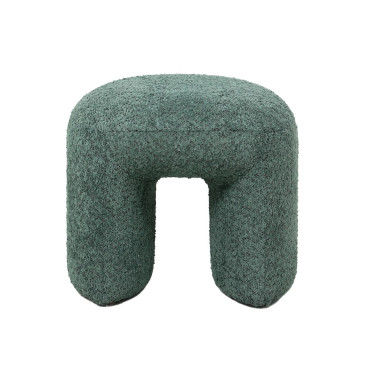 Pouf tissu effet fourrure rase vert emeraude