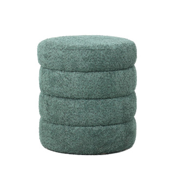 Pouf tissu effet fourrure rase vert émeraude