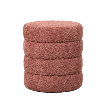 Pouf tissu effet fourrure rase vieux rose