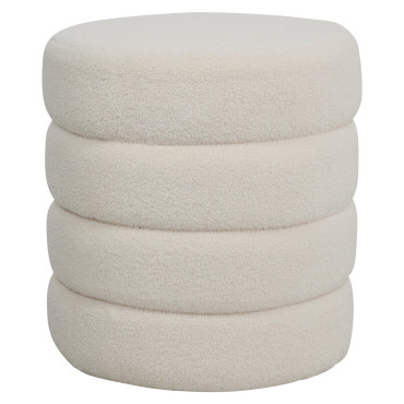 Pouf tissu effet laine bouclette beige