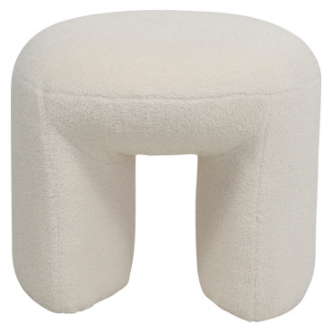 Pouf tissu effet laine bouclette beige