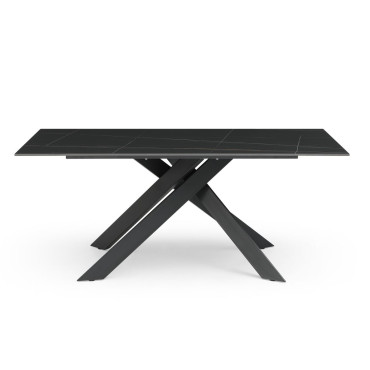 Table repas 180cm céramique Nero Dorato Mat noire