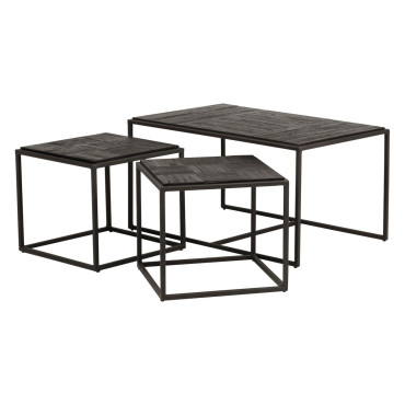 Tables basses gigognes teck recyclé - Set de 3