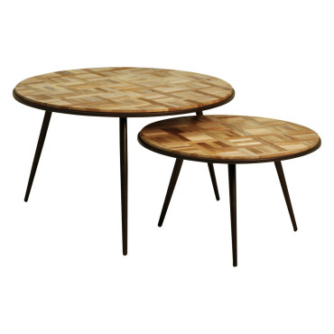 Tables basses gigognes teck recyclé 74cm - Set de 2