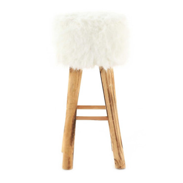 Tabouret fausse fourrure blanche