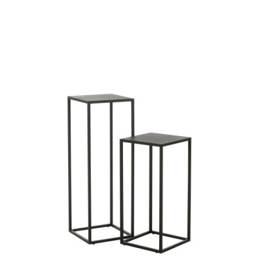 Set de 2 tables gigognes carree metal noir