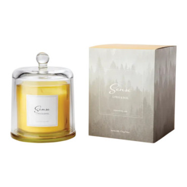 Bougie parfumée avec cloche Citrus & basil Jaune Sense