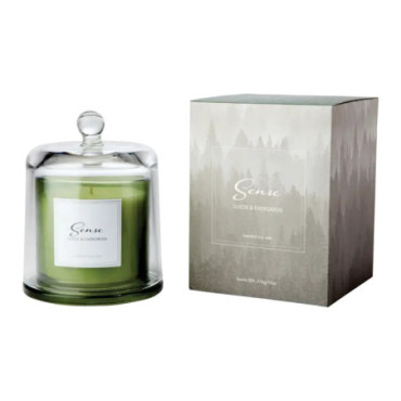 Bougie parfumée avec cloche Suede & evergreen Vert Sense