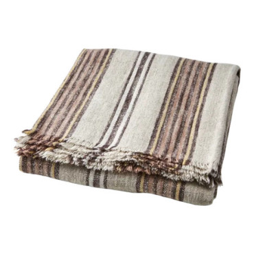 Plaid nappe Nature marron rose jaune Hilda