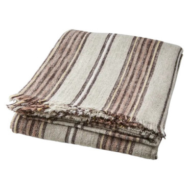 Plaid nappe Nature marron rose jaune Hilda