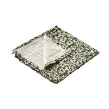 Serviette de table Vert foncé ivoire bleu Elsa