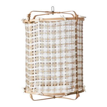 Tissu de lampe L Beige blanc Shade Siv